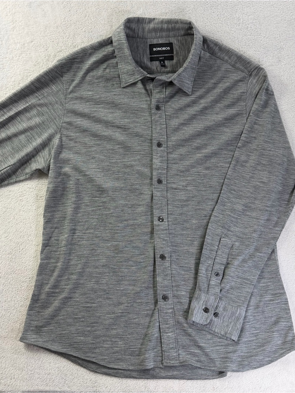 Bonobos Performance Merino Wool Shirt XL Slim Fit Gray
